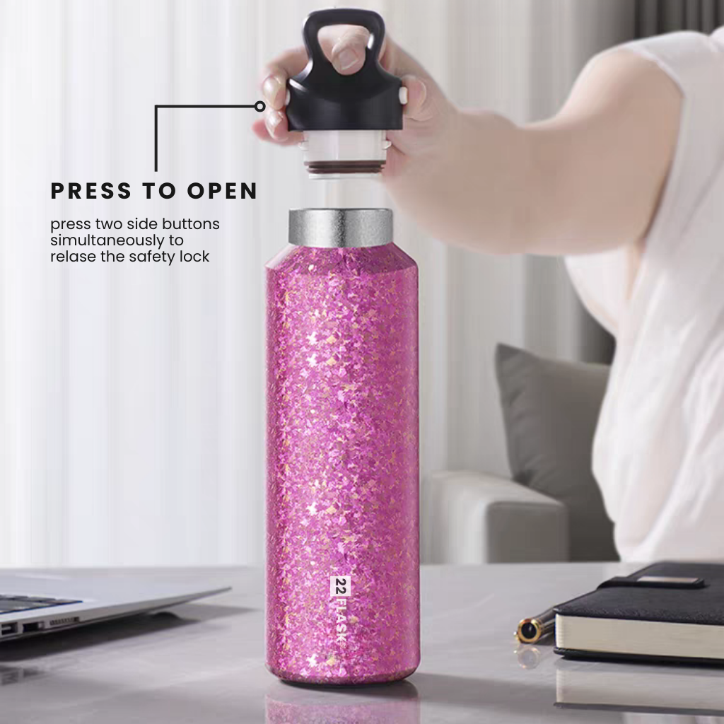 20 oz (600ml) Ti Double-Wall Insulated Travel Bottle with Safety Lock